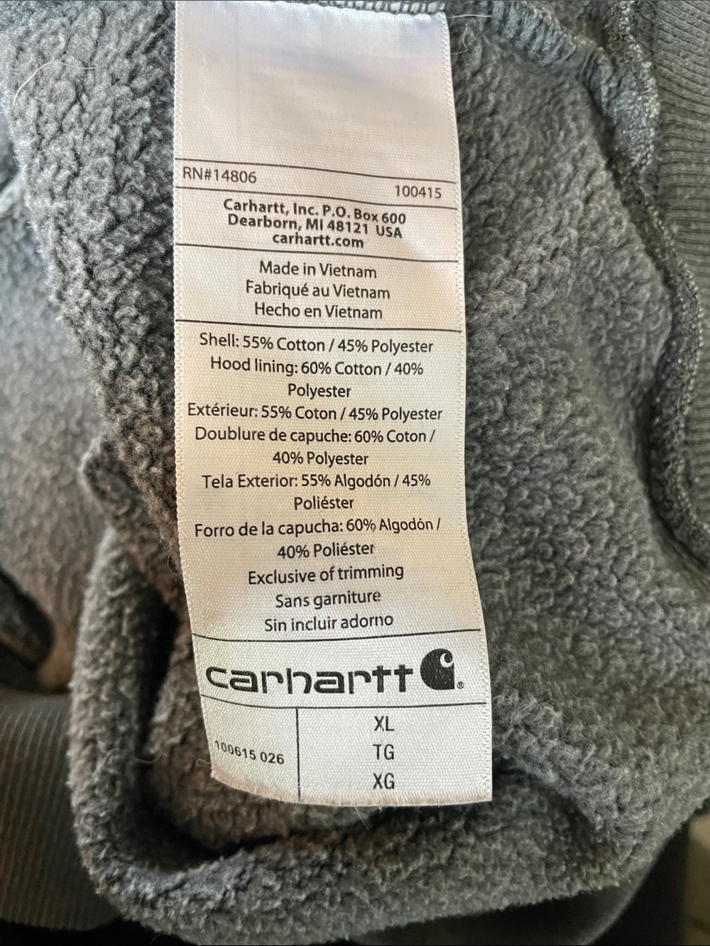 Carhartt Charcoal Gray Heavyweight Hooded Sweatshirt - Picture 10 of 14